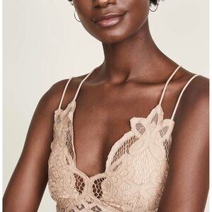 Free People Floral Lace Adella Bralette in Nude Size L
